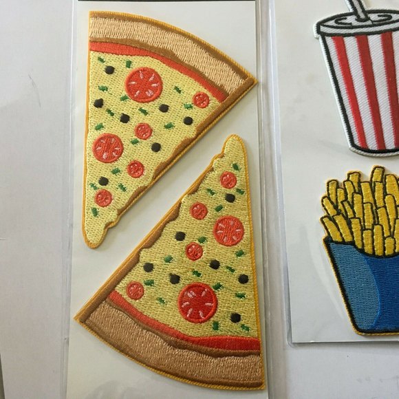 Sandy Lion Fast Food Embroidery Stickers Pizza Shake Fries NEW - Picture 2 of 4